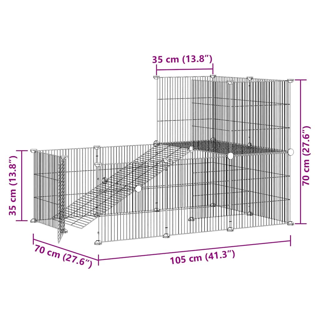 20-Panel Pet Cage with Door Black 35x35 cm Steel