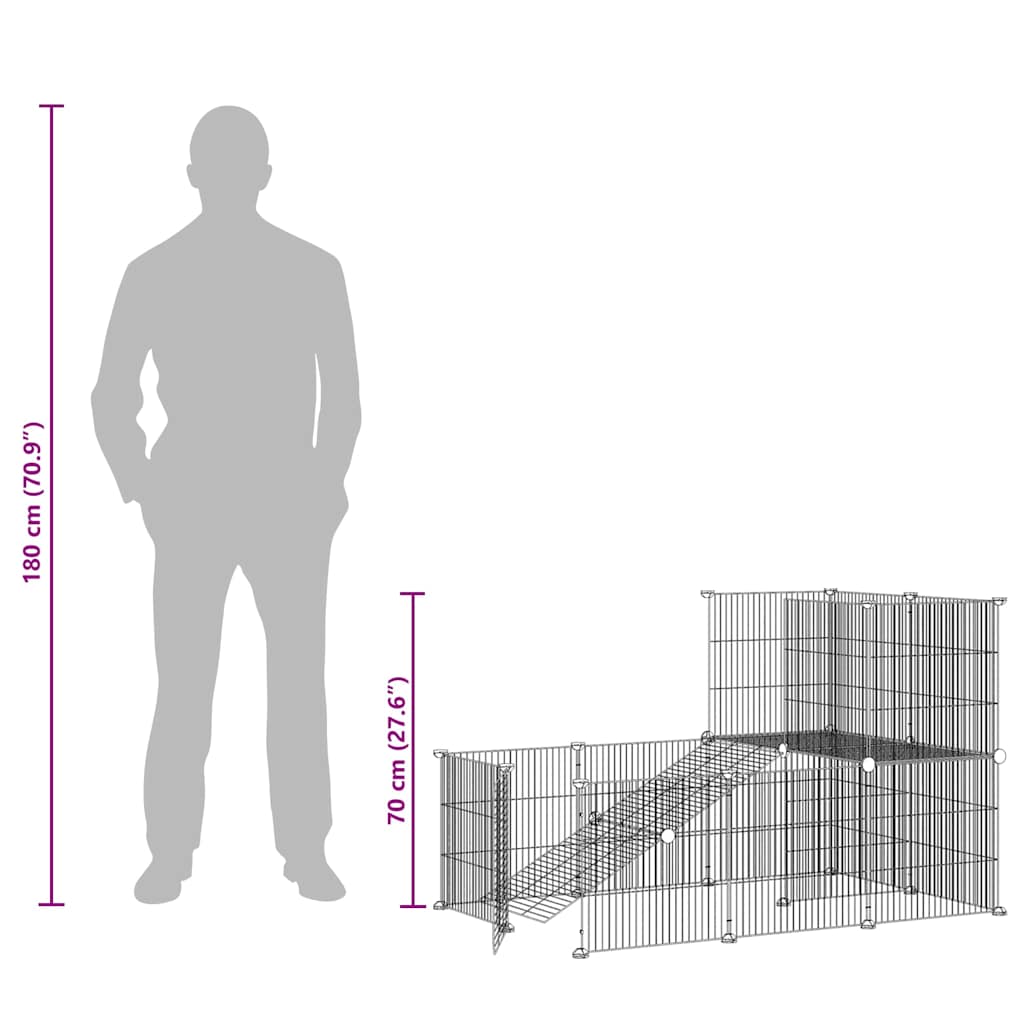 20-Panel Pet Cage with Door Black 35x35 cm Steel