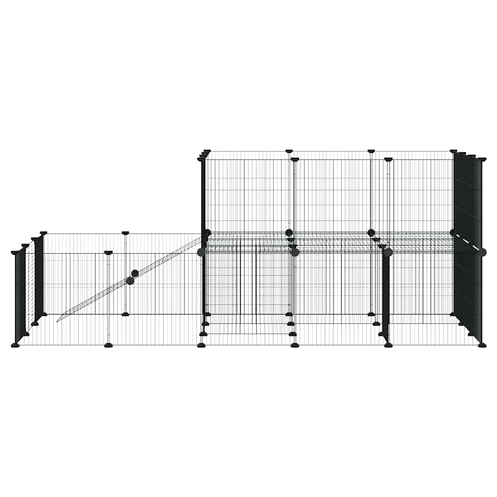 44-Panel Pet Cage with Door Black 35x35 cm Steel