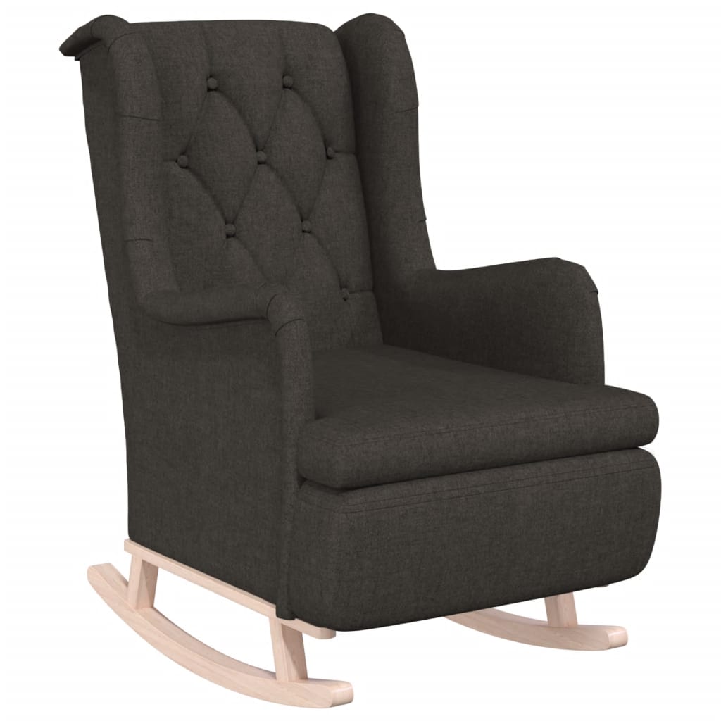 Armchair with Rocking Legs and Stool Dark Grey Fabric