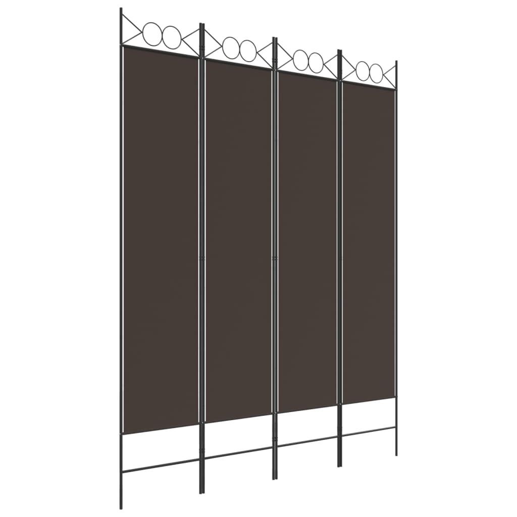 4-Panel Room Divider Brown 160x200 cm Fabric