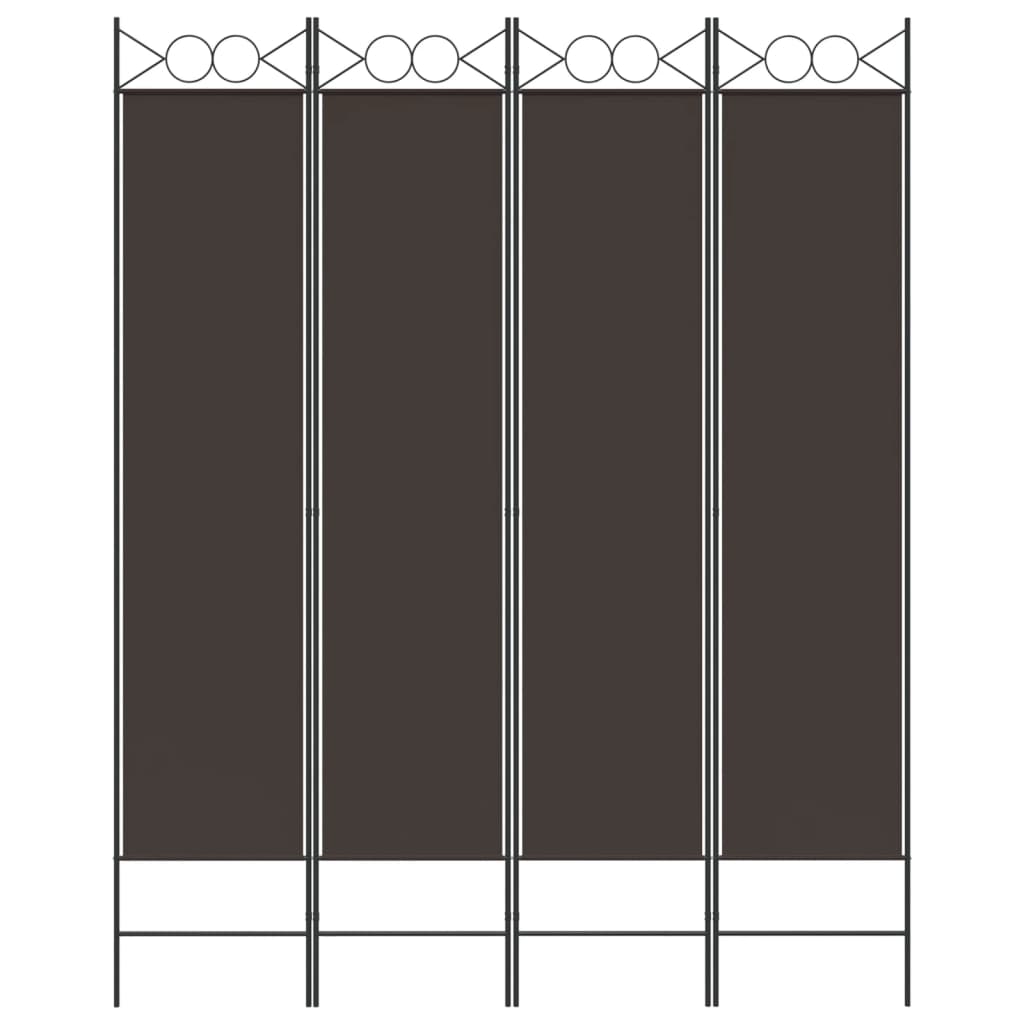 4-Panel Room Divider Brown 160x200 cm Fabric