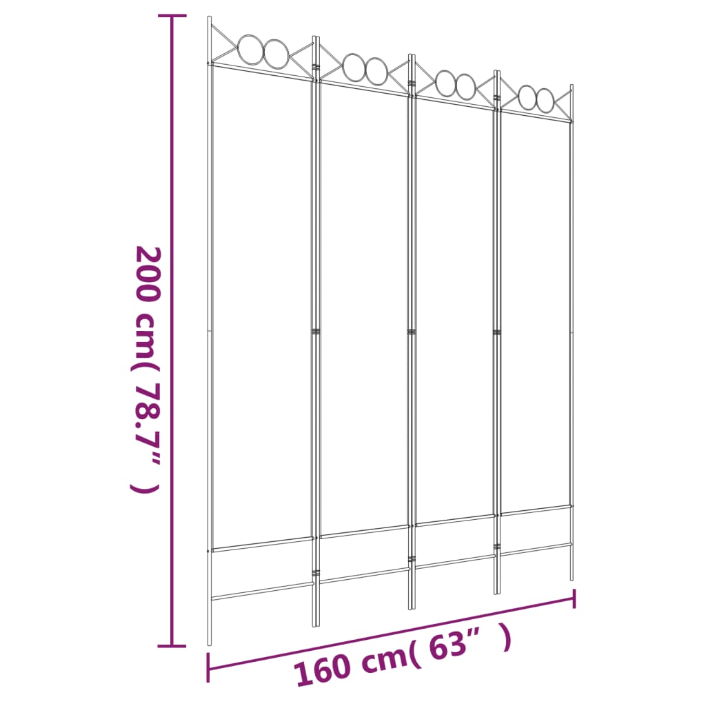 4-Panel Room Divider Brown 160x200 cm Fabric