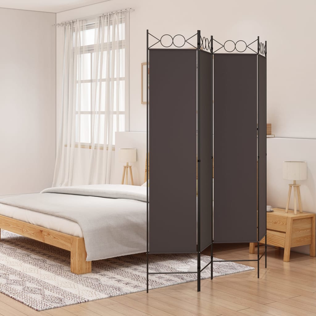 4-Panel Room Divider Brown 160x200 cm Fabric