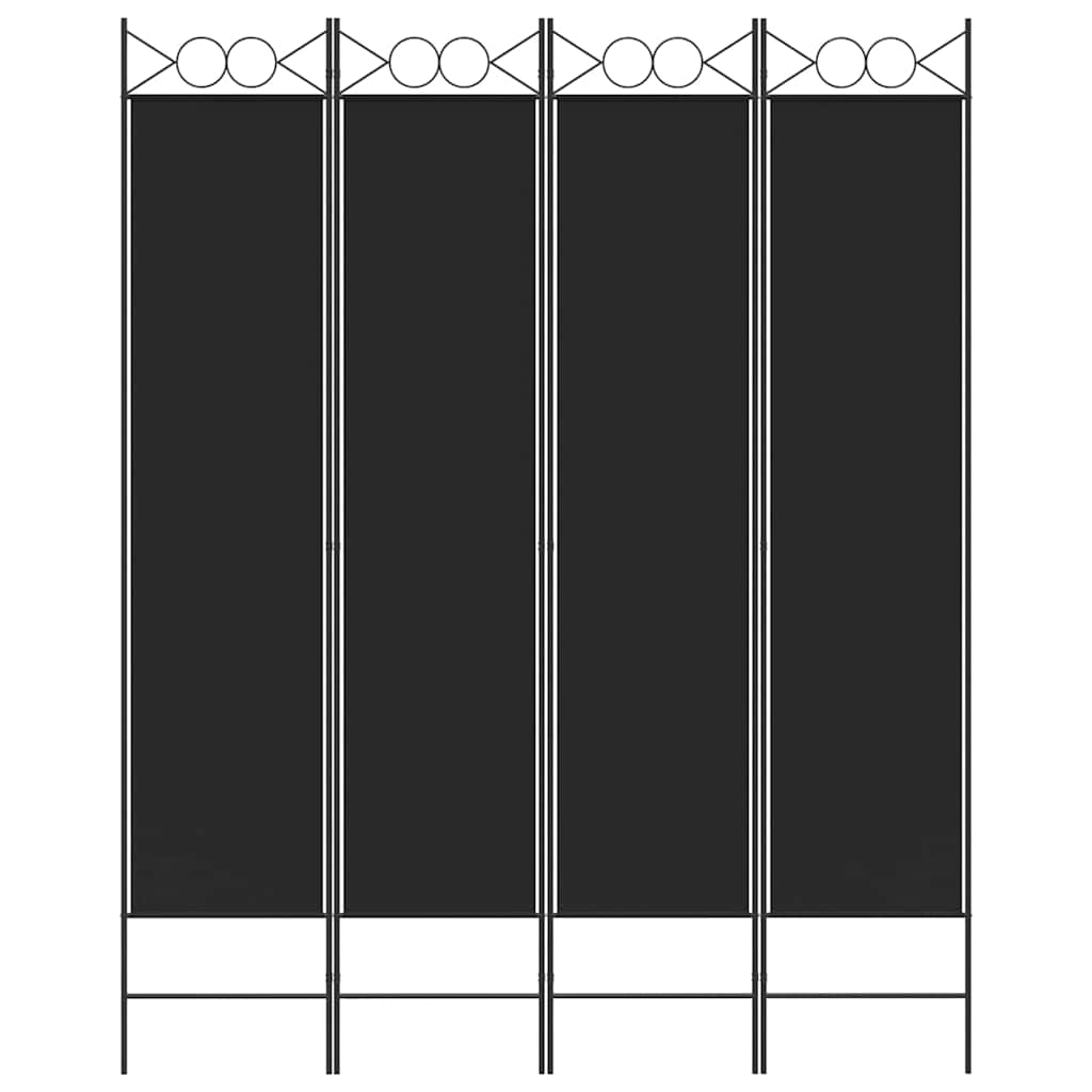 4-Panel Room Divider Black 160x200 cm Fabric
