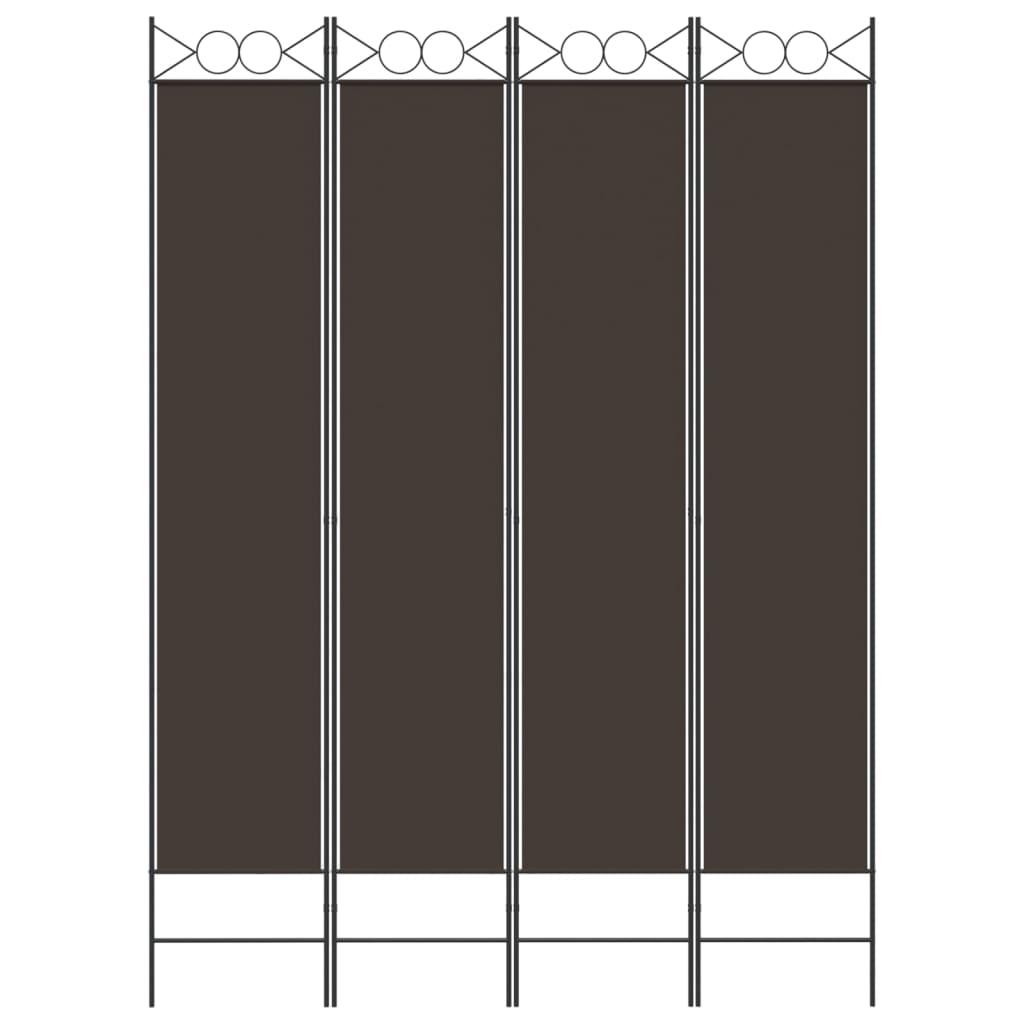 4-Panel Room Divider Brown 160x220 cm Fabric