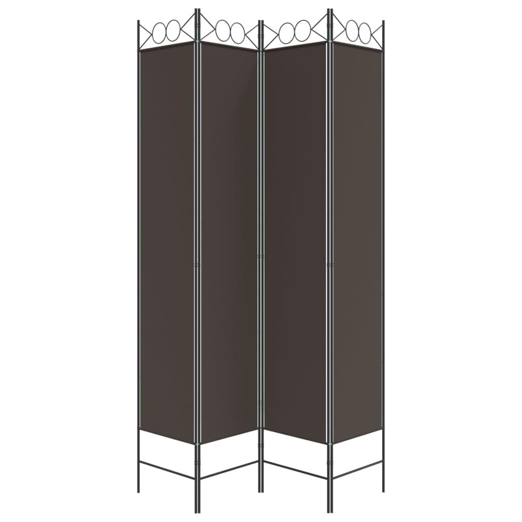 4-Panel Room Divider Brown 160x220 cm Fabric