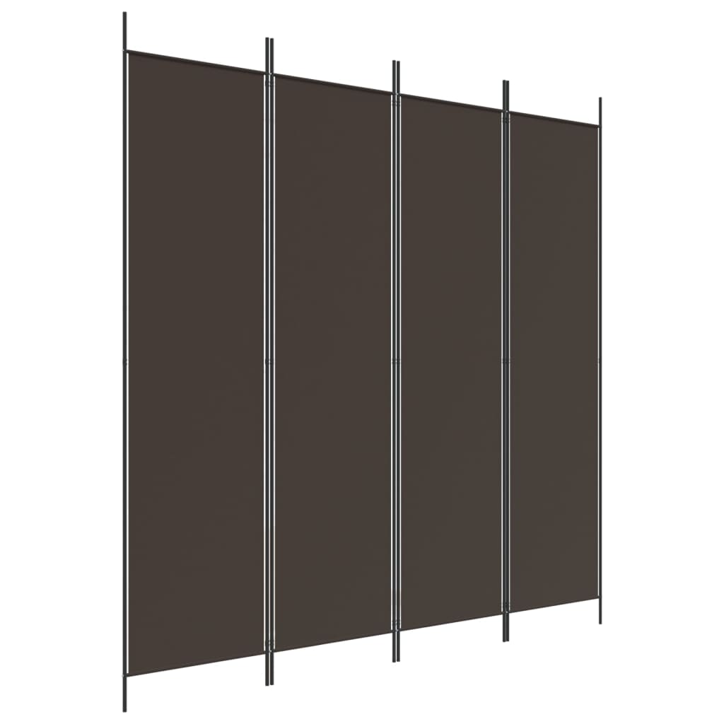 4-Panel Room Divider Brown 200x200 cm Fabric