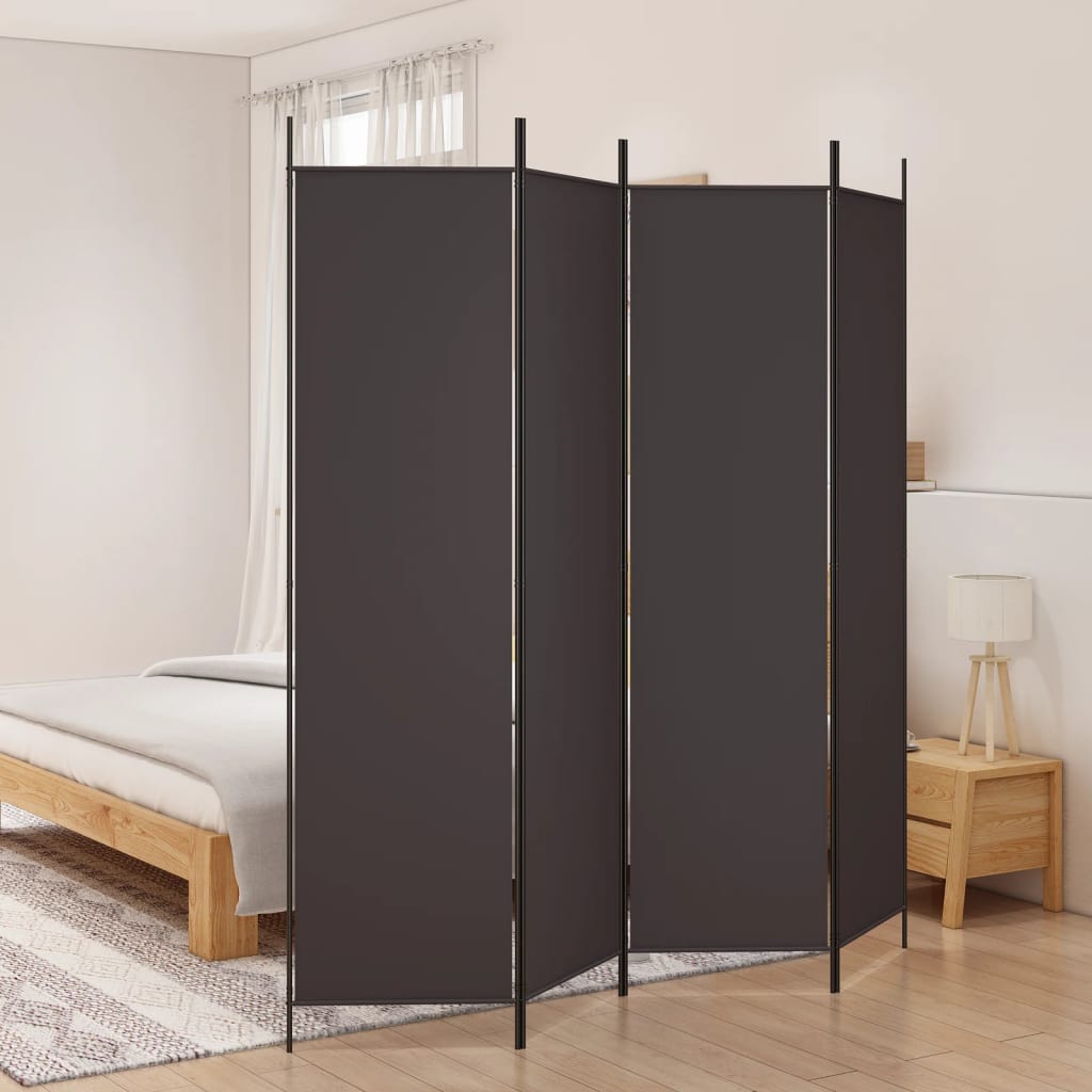 4-Panel Room Divider Brown 200x200 cm Fabric