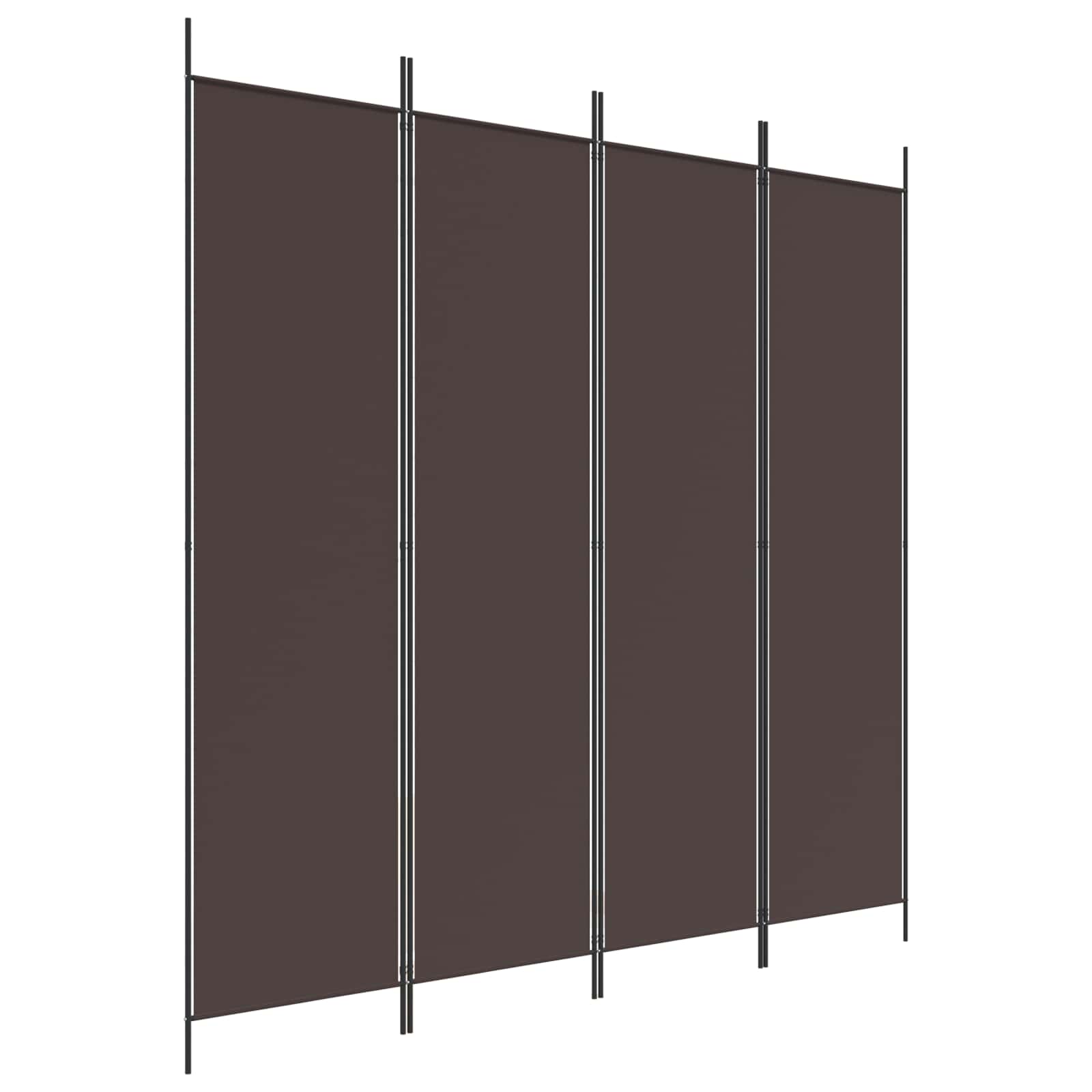 4-Panel Room Divider Brown 200x200 cm Fabric