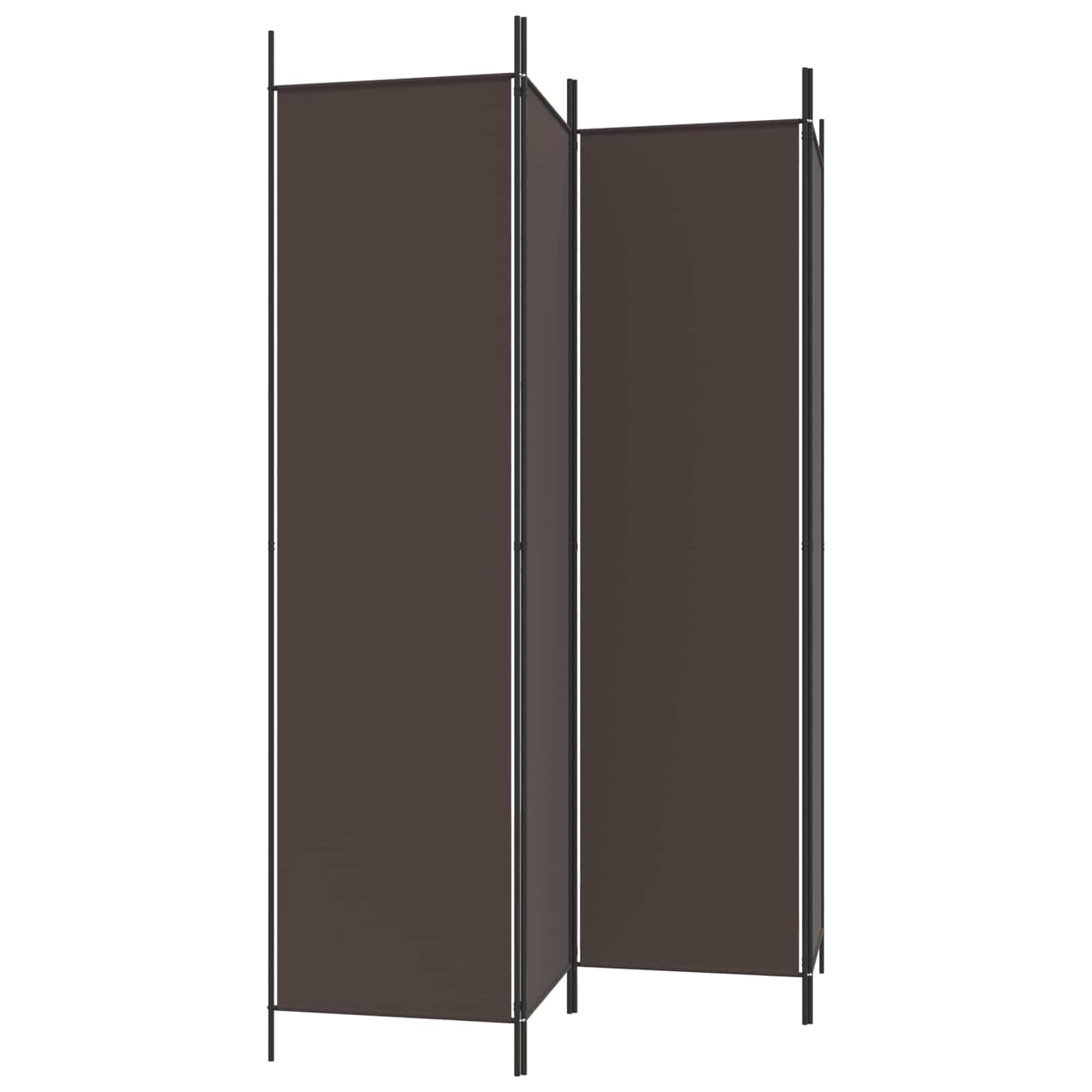 4-Panel Room Divider Brown 200x200 cm Fabric