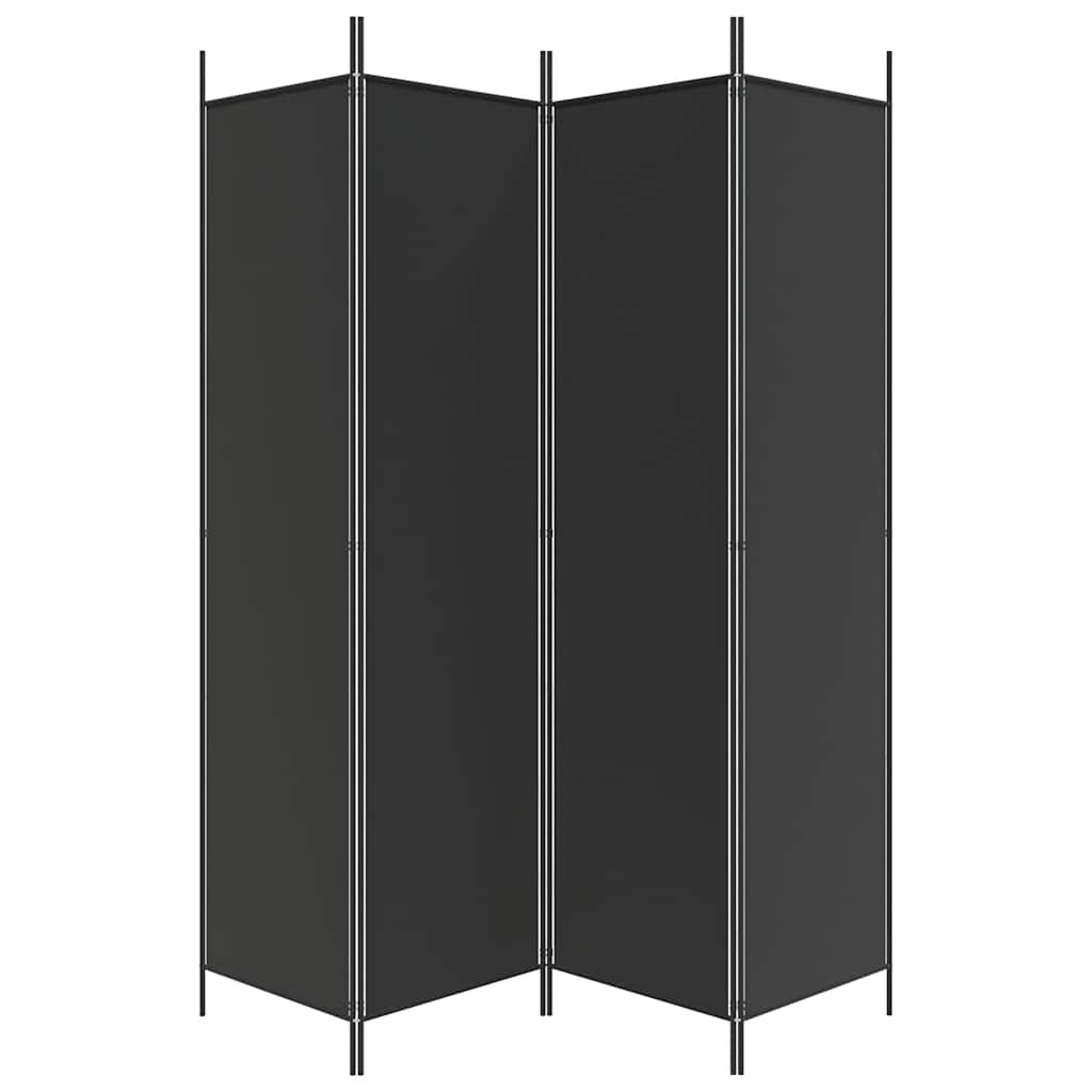 4-Panel Room Divider Black 200x200 cm Fabric