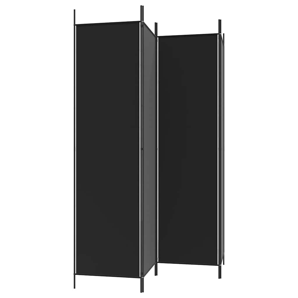 4-Panel Room Divider Black 200x200 cm Fabric