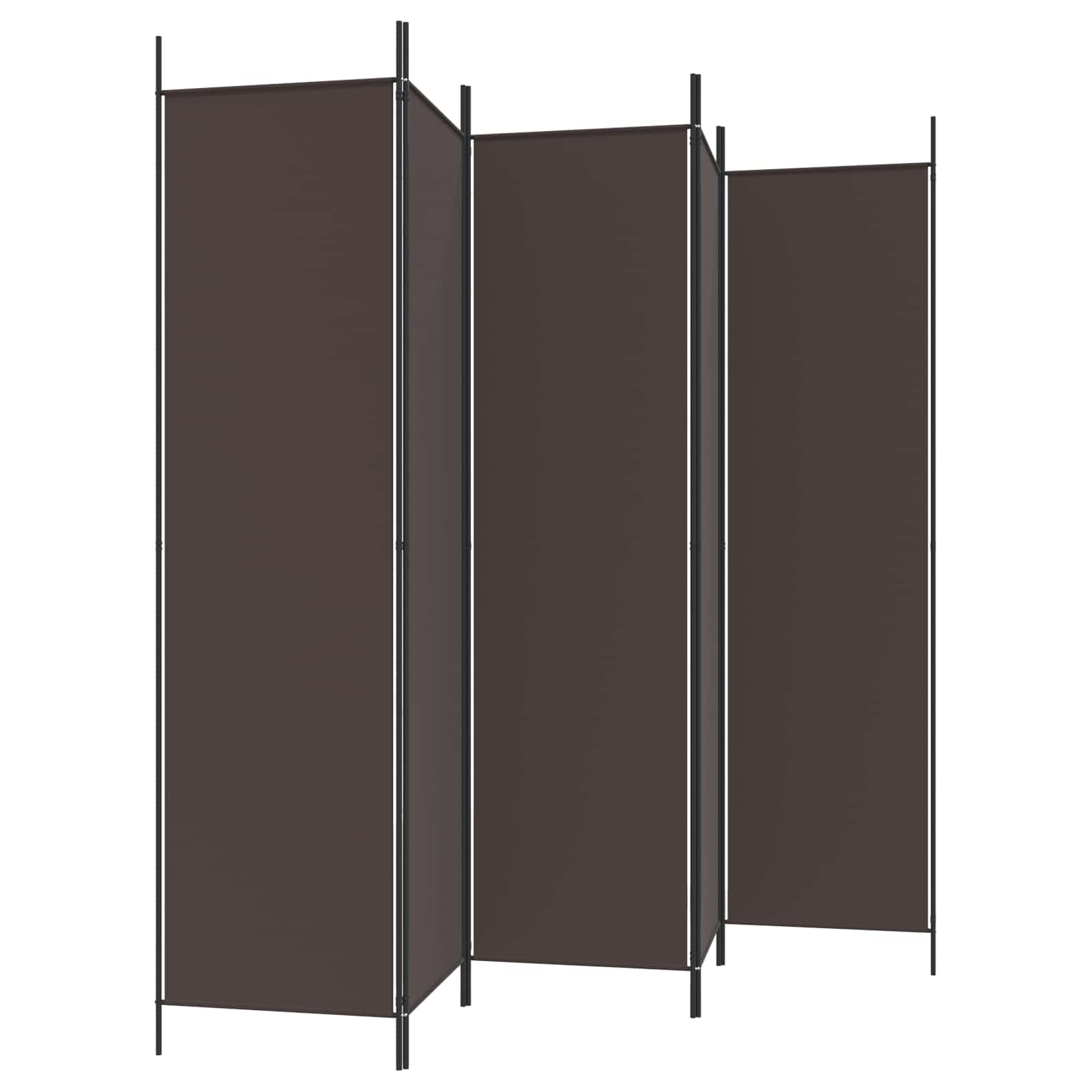 5-Panel Room Divider Brown 250x200 cm Fabric