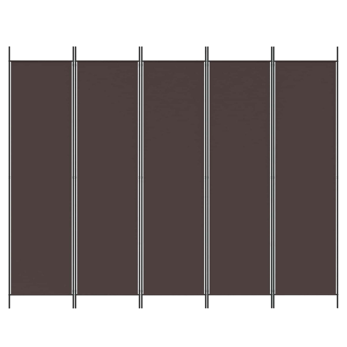5-Panel Room Divider Brown 250x200 cm Fabric
