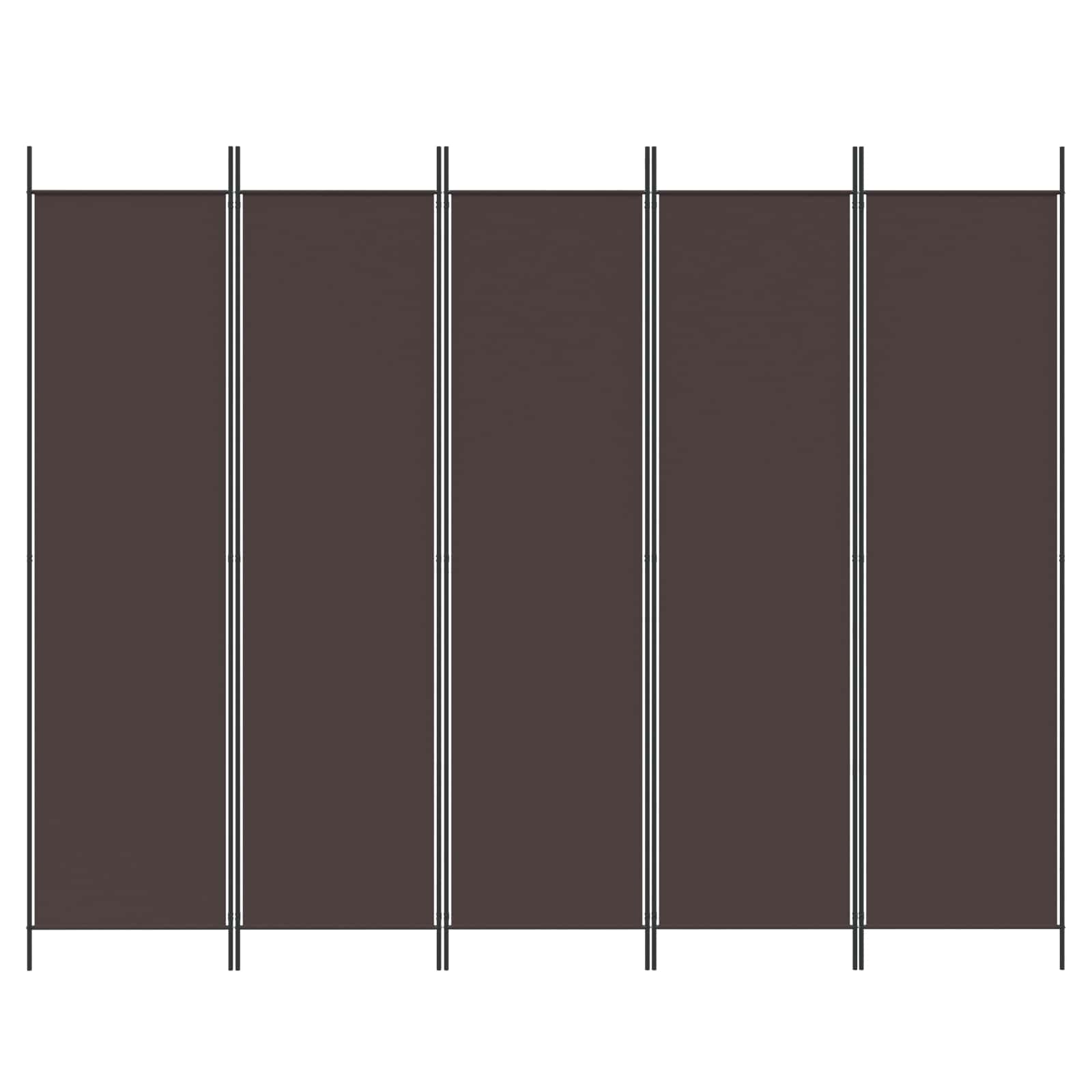 5-Panel Room Divider Brown 250x200 cm Fabric