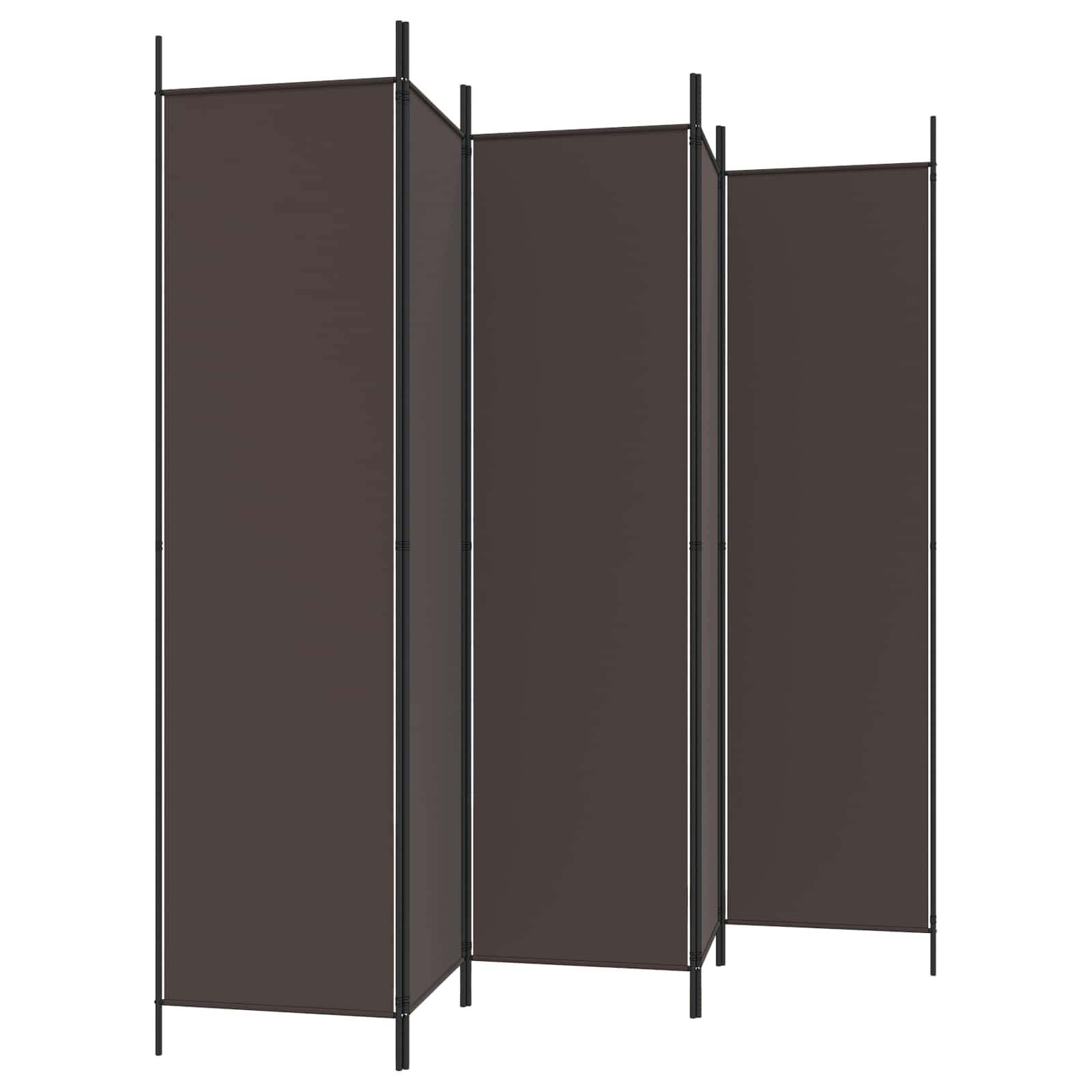 6-Panel Room Divider Brown 300x200 cm Fabric