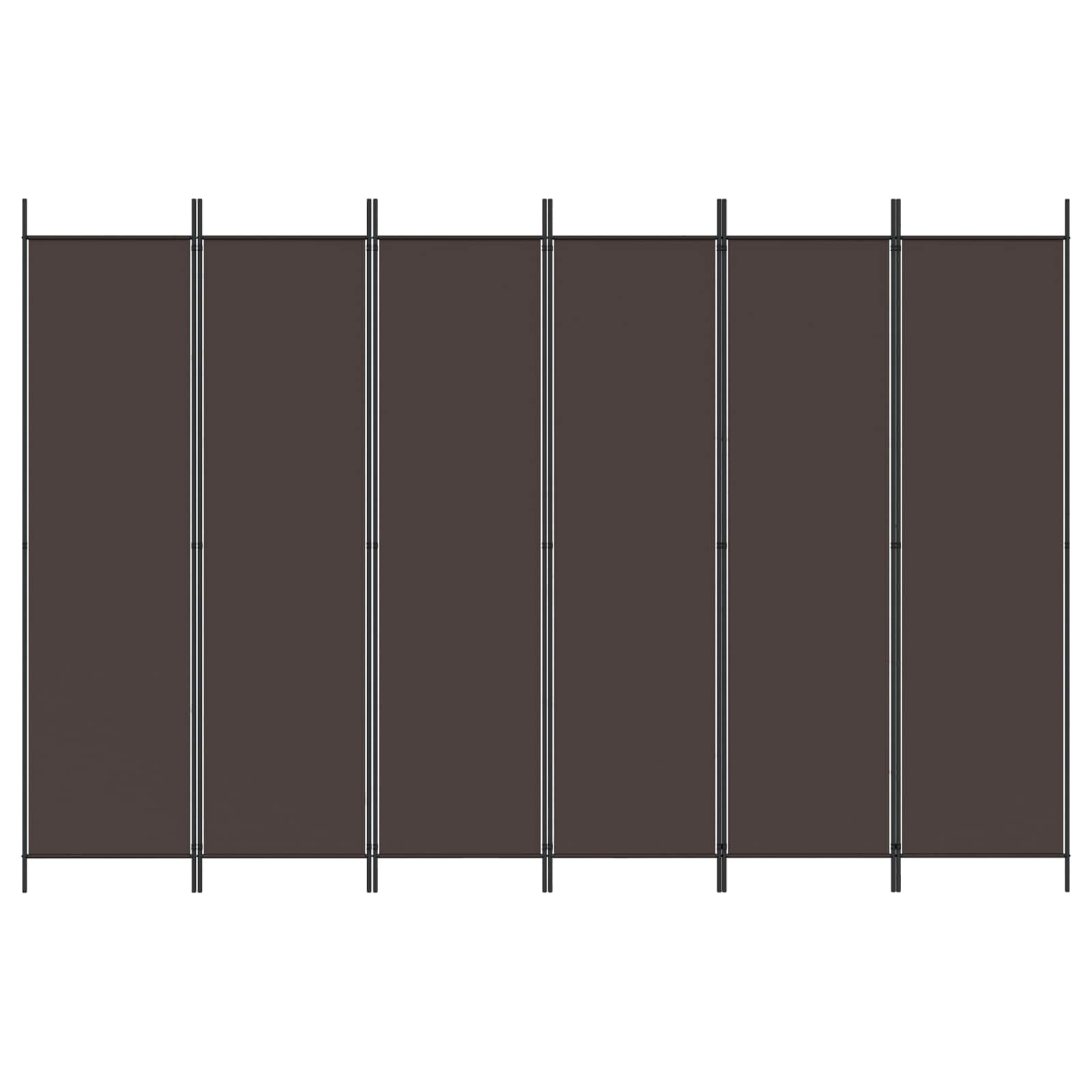 6-Panel Room Divider Brown 300x200 cm Fabric