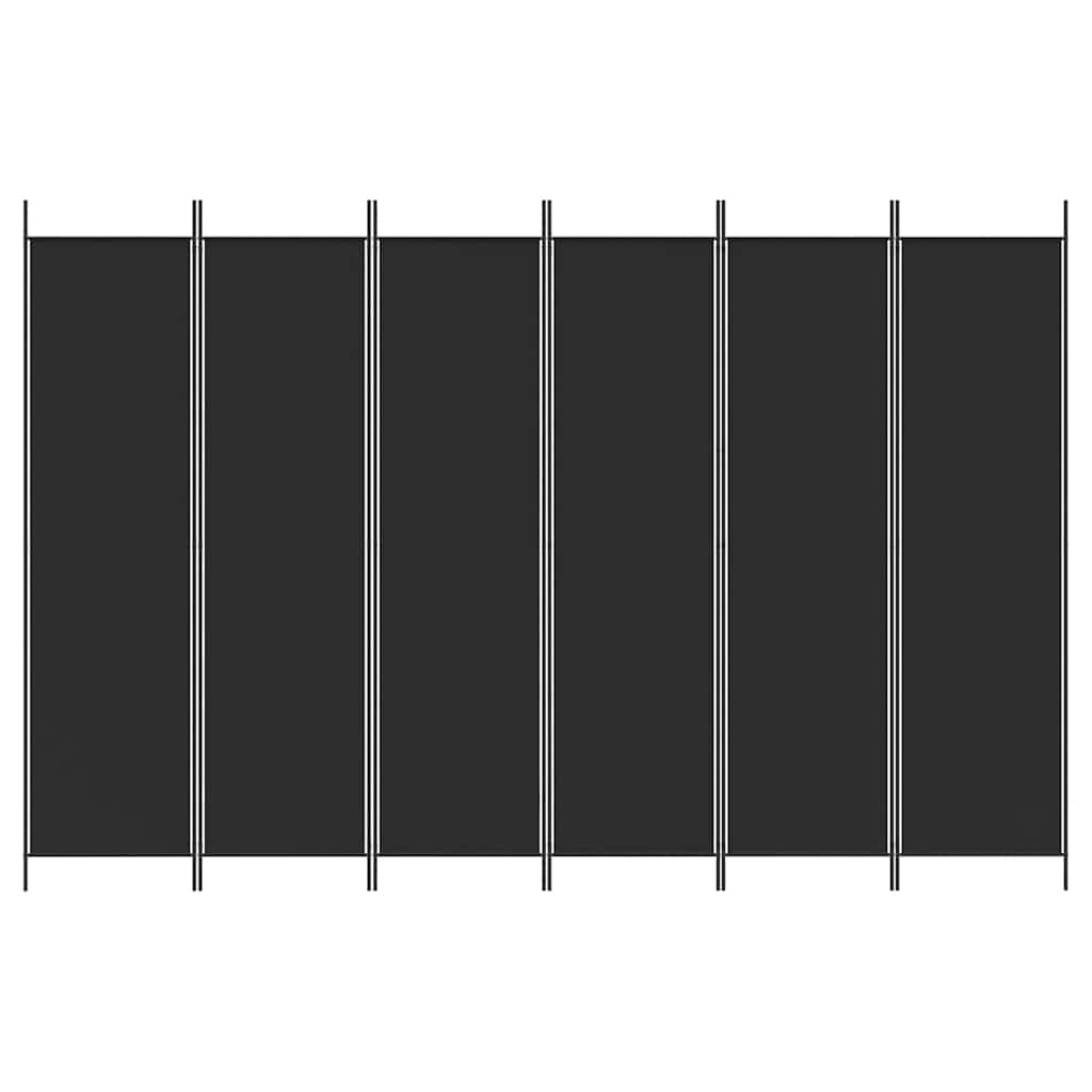 6-Panel Room Divider Black 300x200 cm Fabric
