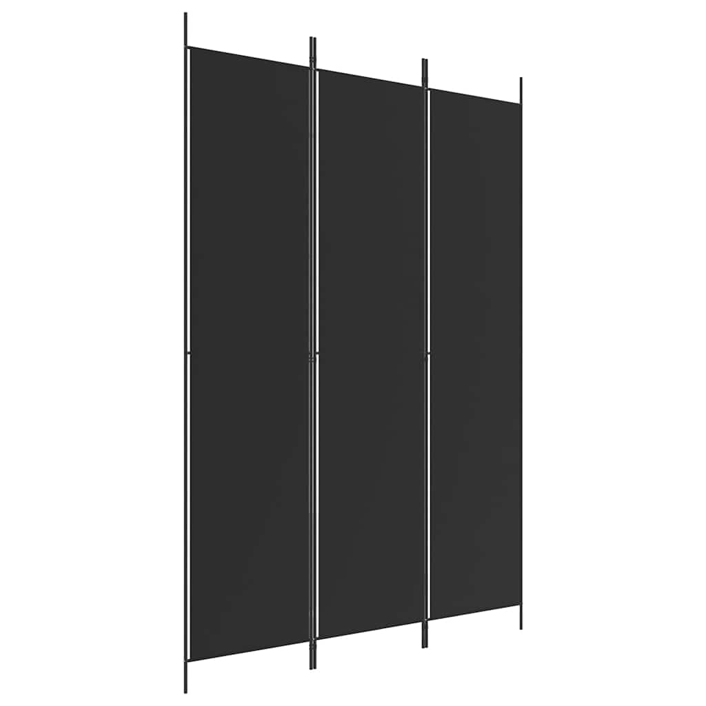 3-Panel Room Divider Black 150x220 cm Fabric