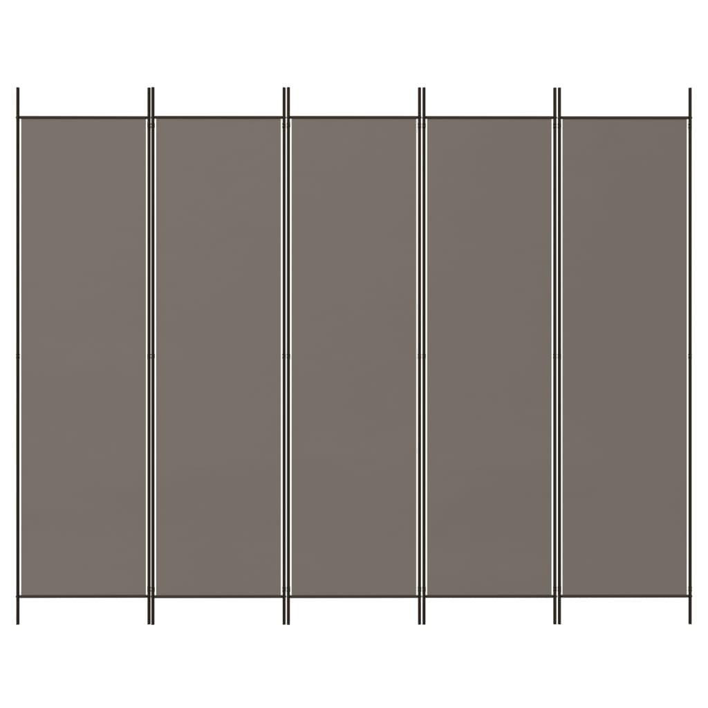 5-Panel Room Divider Anthracite 250x220 cm Fabric