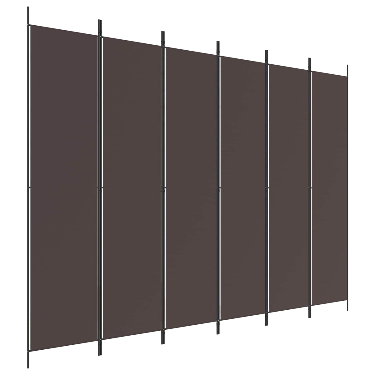6-Panel Room Divider Brown 300x220 cm Fabric