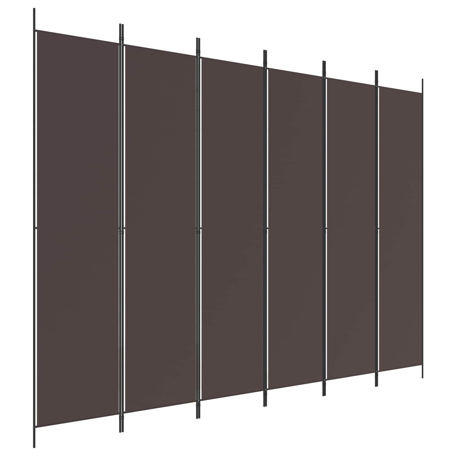 6-Panel Room Divider Brown 300x220 cm Fabric