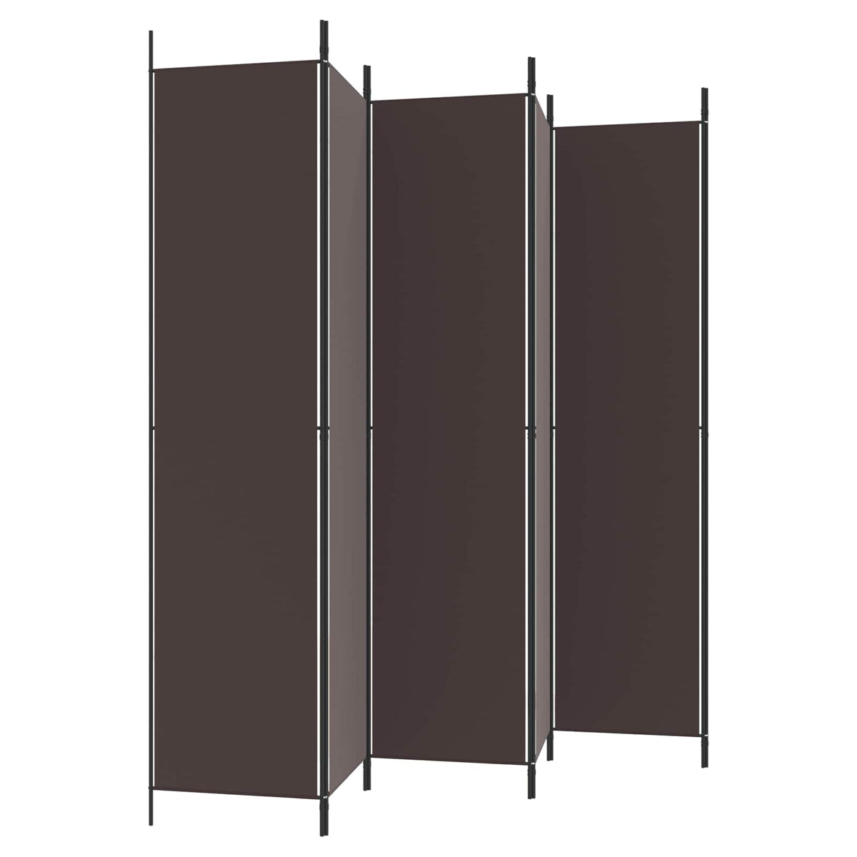 6-Panel Room Divider Brown 300x220 cm Fabric