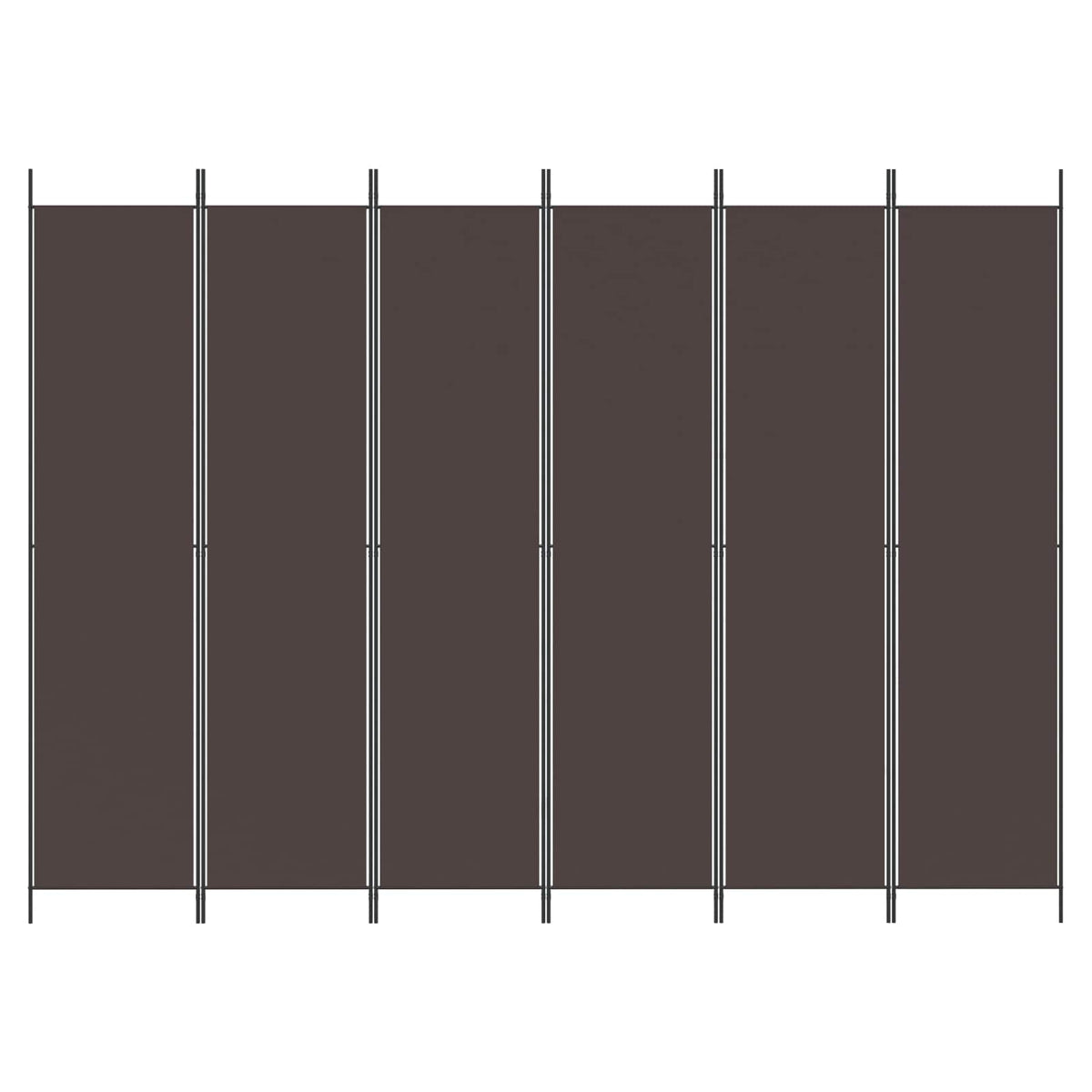 6-Panel Room Divider Brown 300x220 cm Fabric