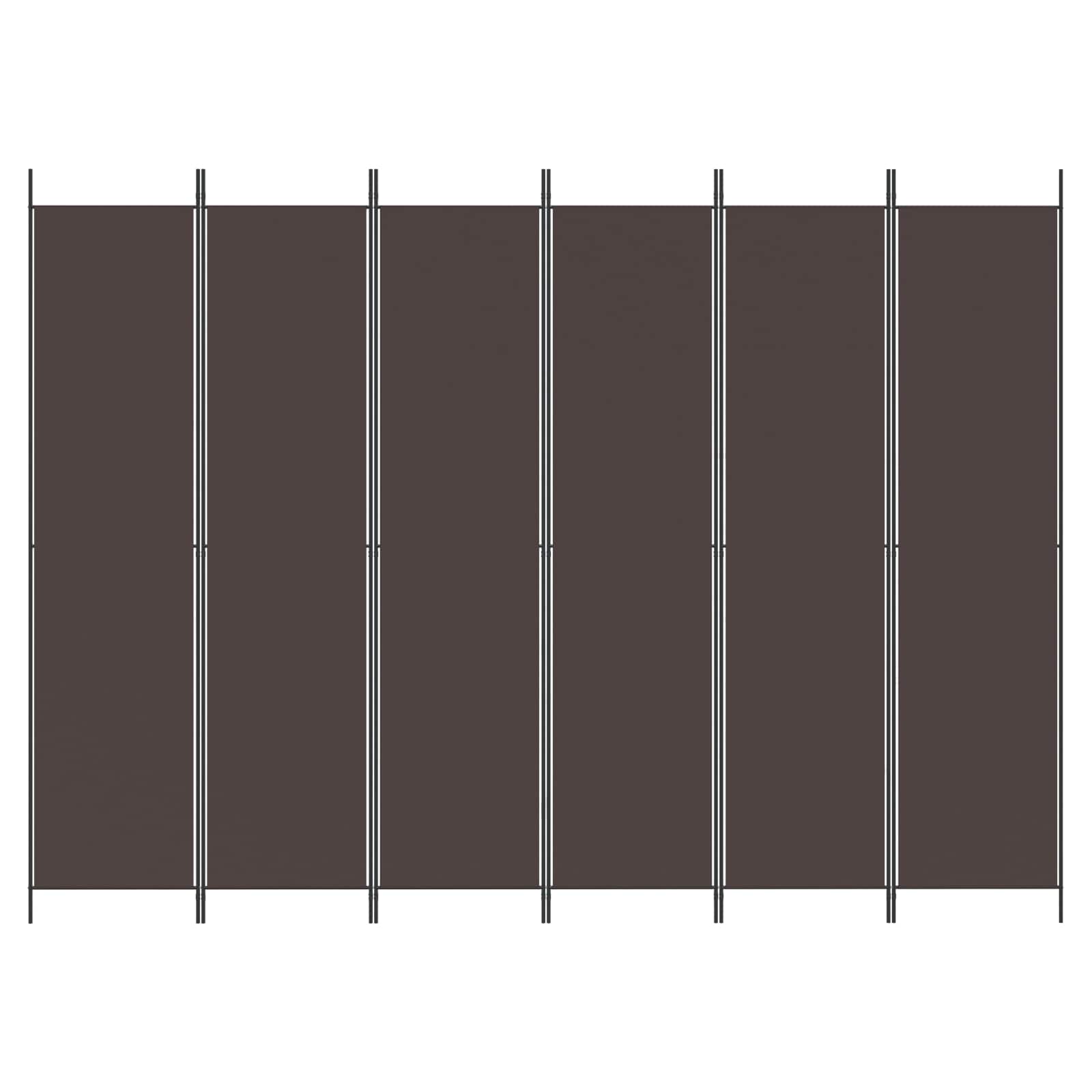 6-Panel Room Divider Brown 300x220 cm Fabric
