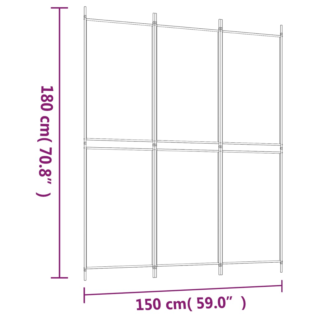 3-Panel Room Divider Anthracite 150x180 cm Fabric