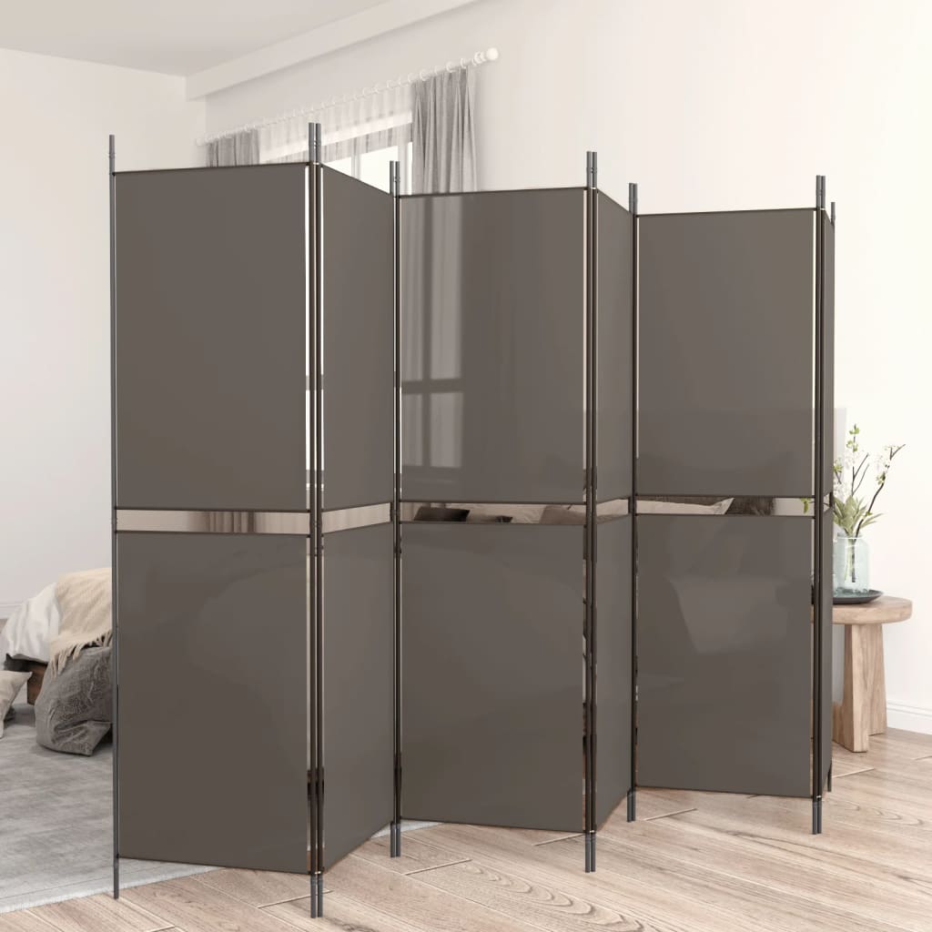 6-Panel Room Divider Anthracite 300x180 cm Fabric