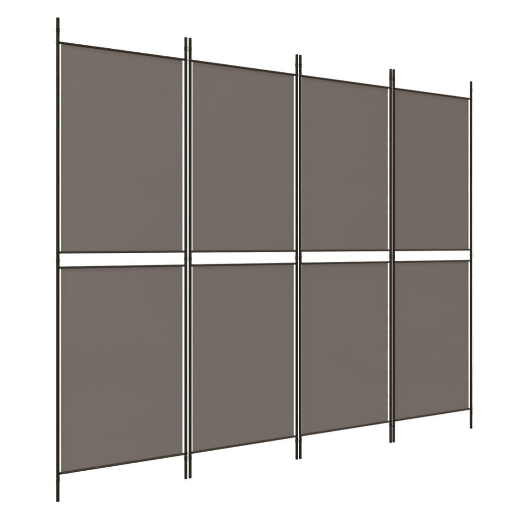 4-Panel Room Divider Anthracite 200x200 cm Fabric