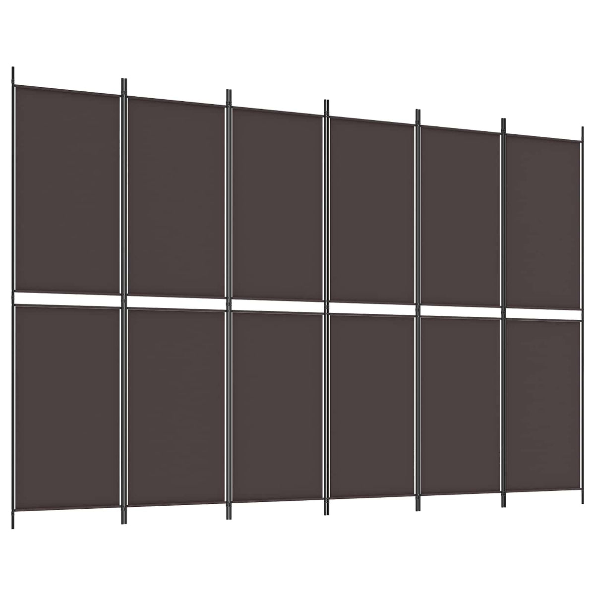 6-Panel Room Divider Brown 300x200 cm Fabric