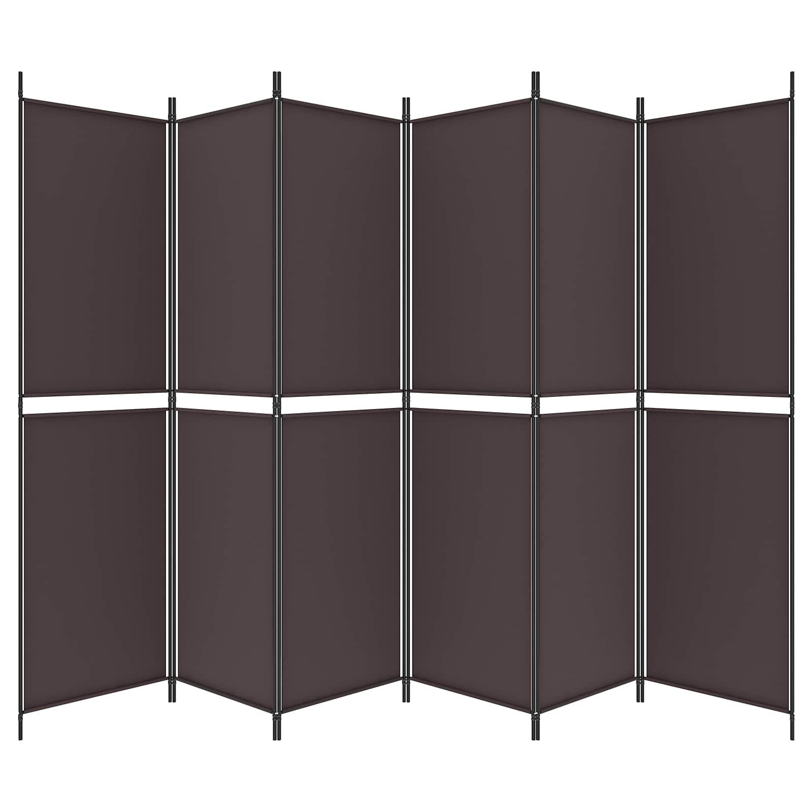 6-Panel Room Divider Brown 300x200 cm Fabric