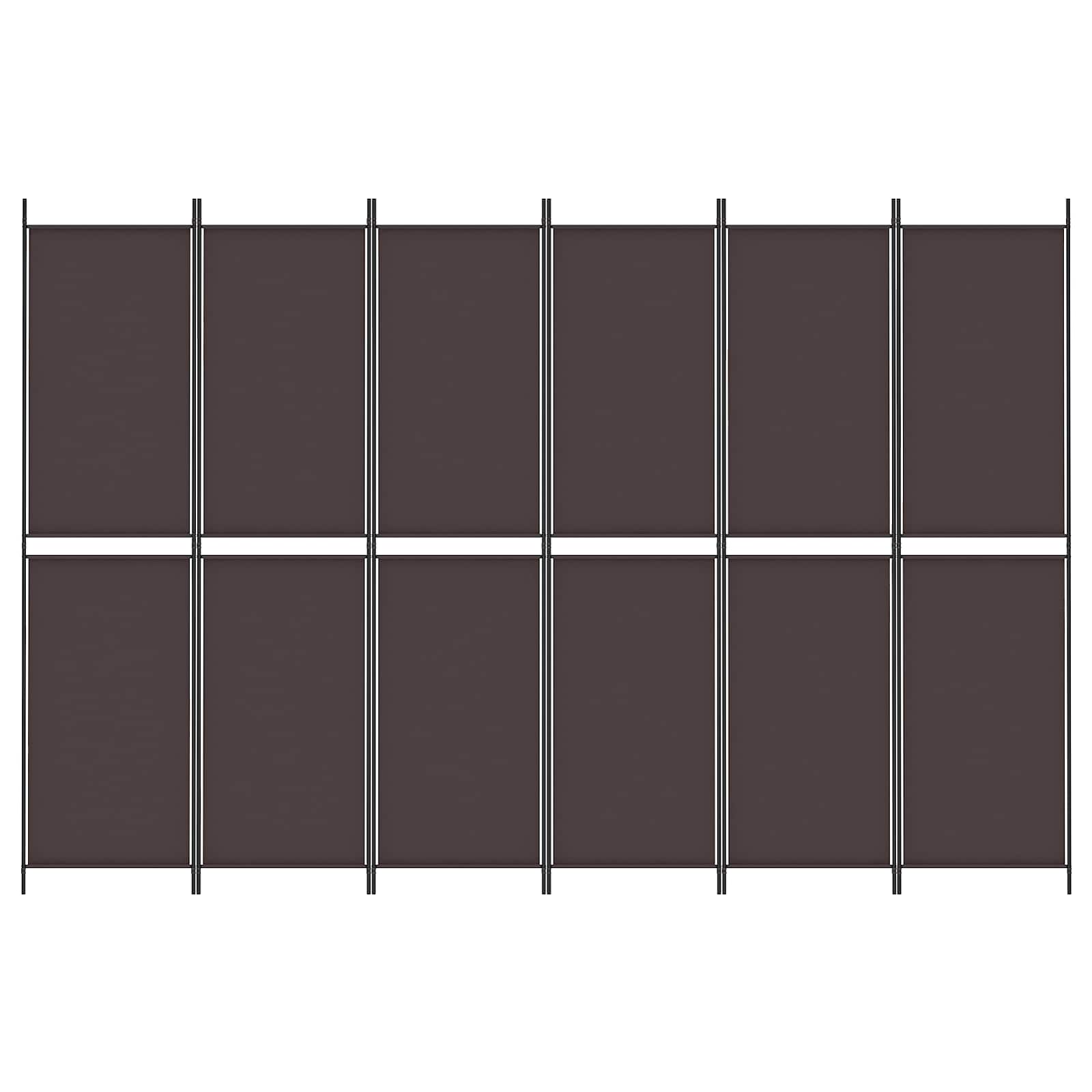 6-Panel Room Divider Brown 300x200 cm Fabric