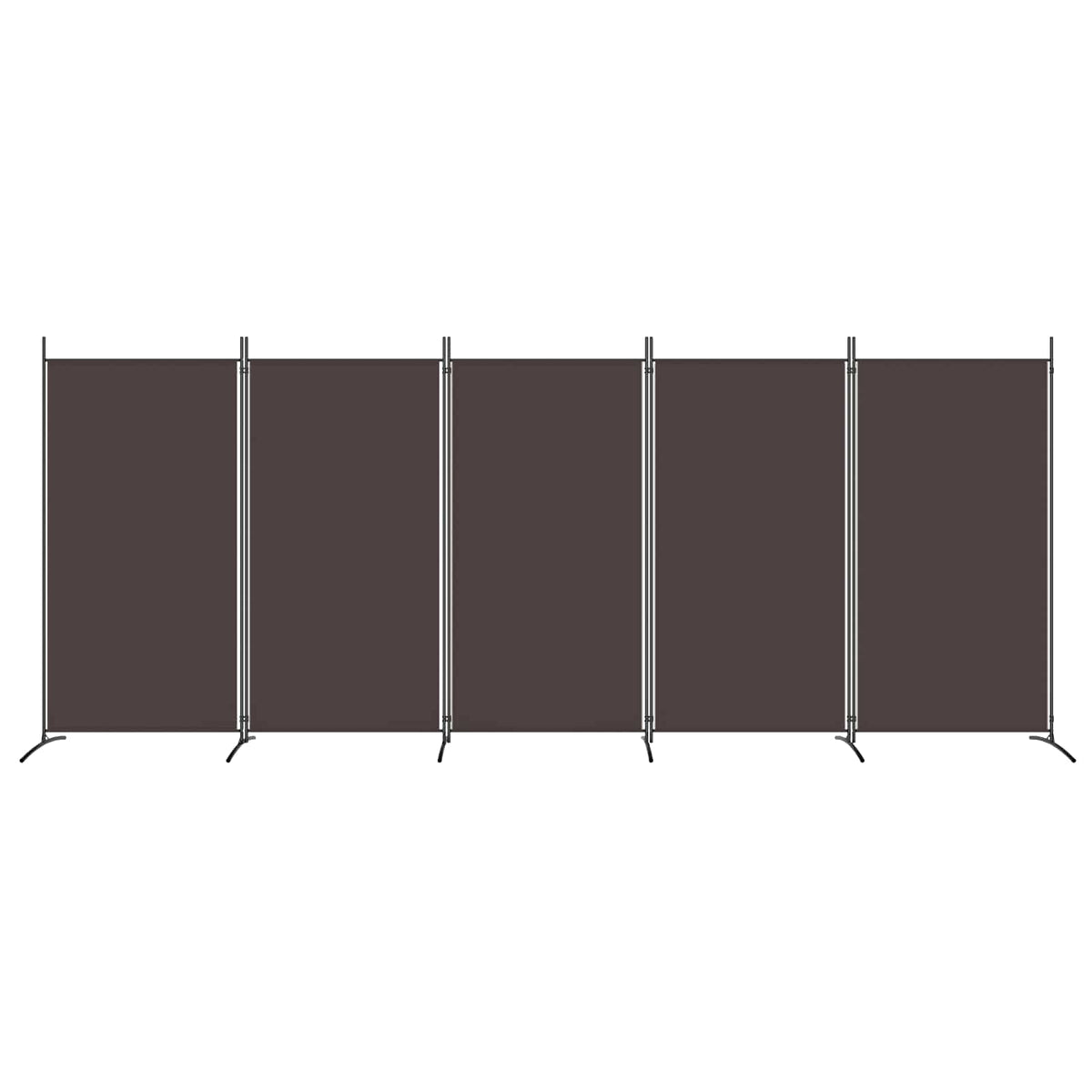 5-Panel Room Divider Brown 433x180 cm Fabric
