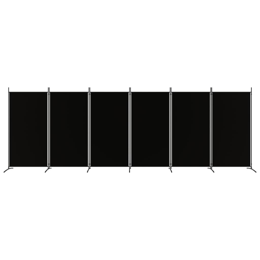 6-Panel Room Divider Black 520x180 cm Fabric