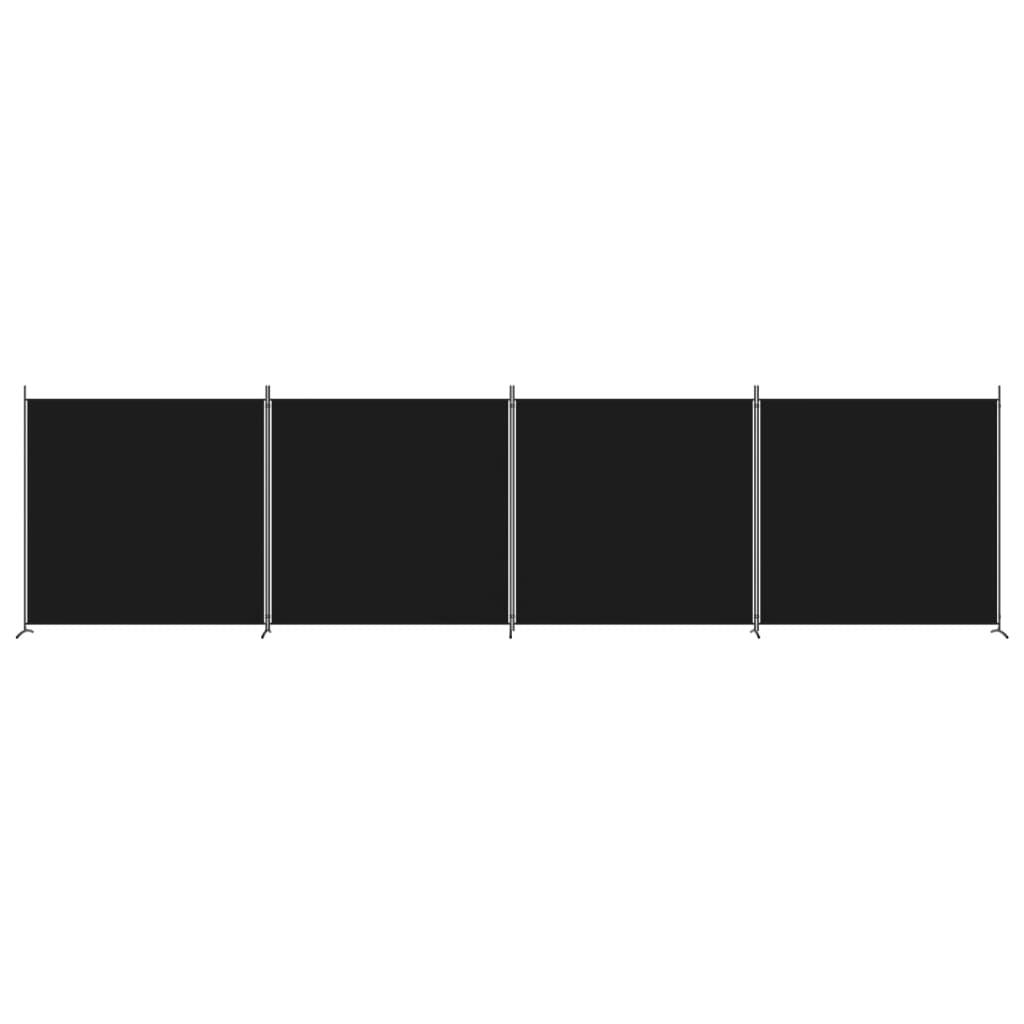 4-Panel Room Divider Black 698x180 cm Fabric