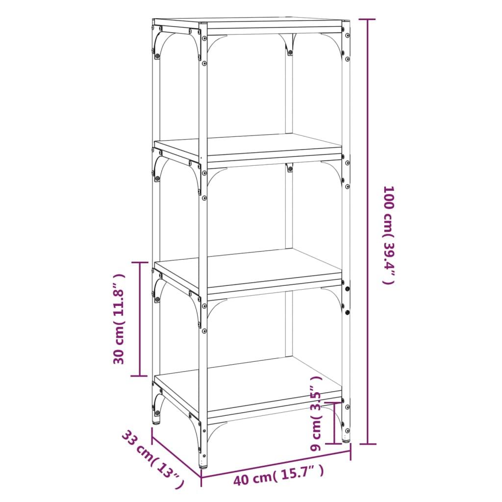 Book Cabinet Smoked Oak 40x33x100 cm Engineered Wood and Steel