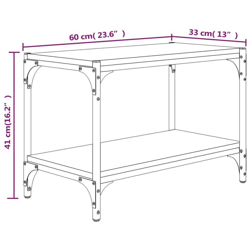 TV Cabinet Smoked Oak 60x33x41 cm Engineered Wood and Steel