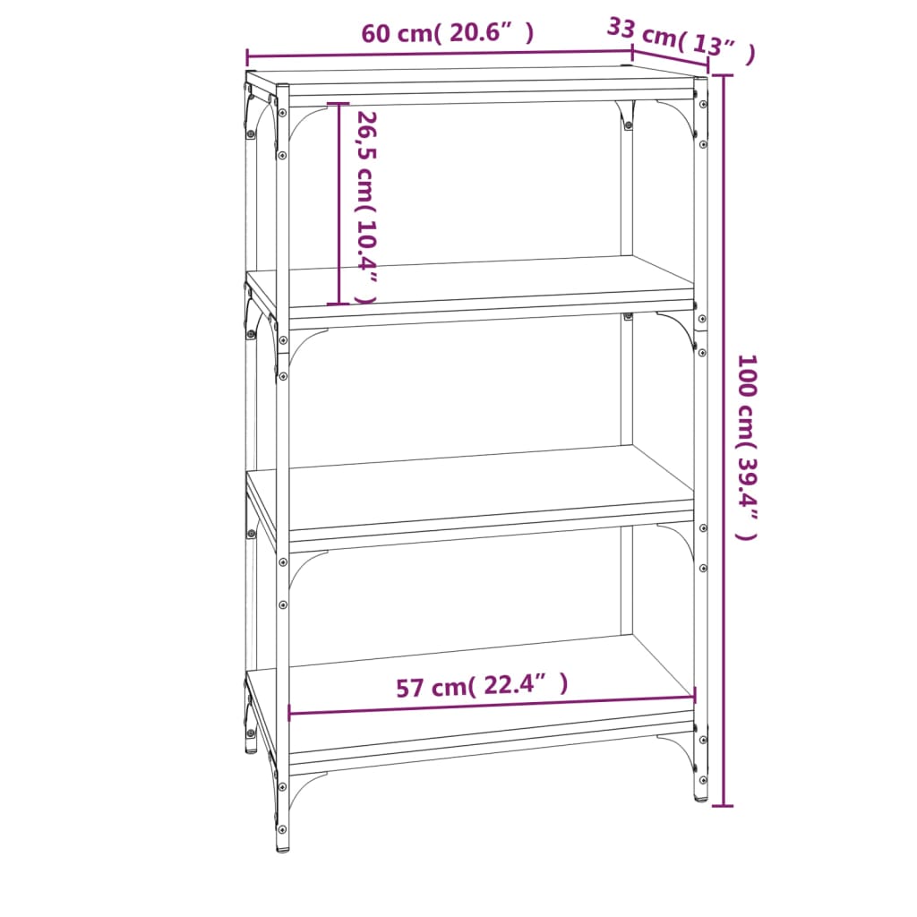 Book Cabinet Grey Sonoma 60x33x100 cm Engineered Wood and Steel