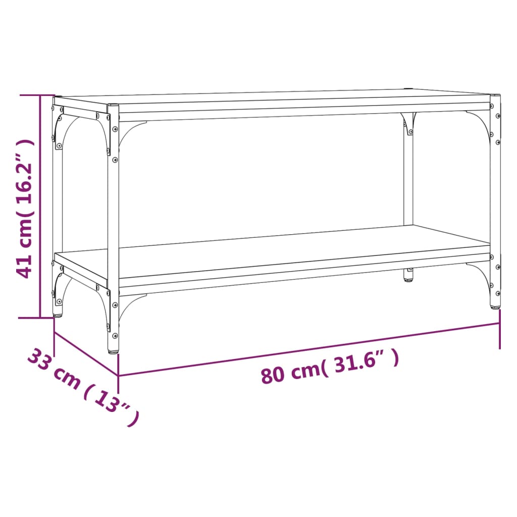 TV Cabinet Grey Sonoma 80x33x41 cm Engineered Wood and Steel