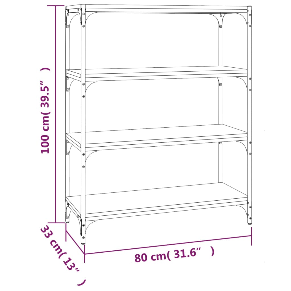 Book Cabinet Smoked Oak 80x33x100 cm Engineered Wood and Steel