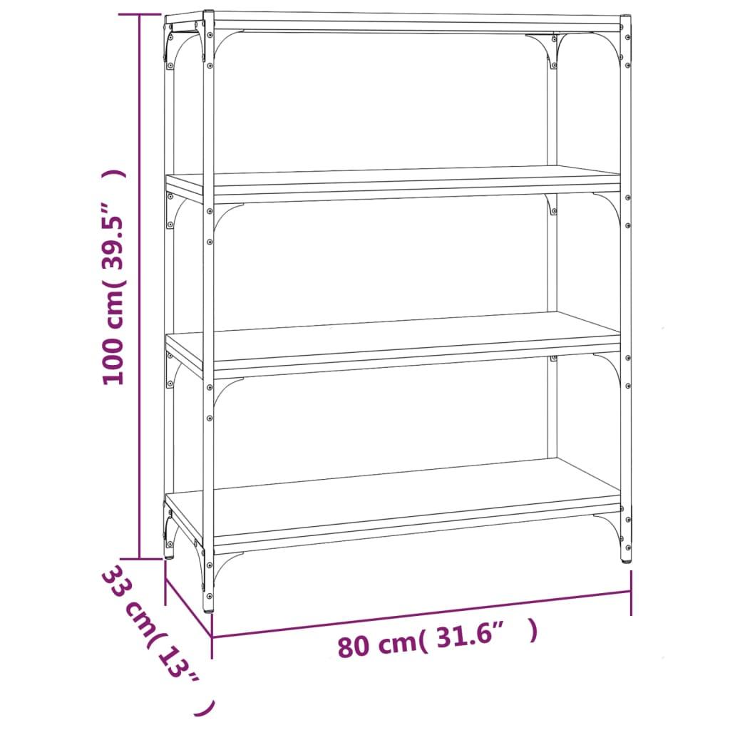 Book Cabinet Grey Sonoma 80x33x100 cm Engineered Wood and Steel