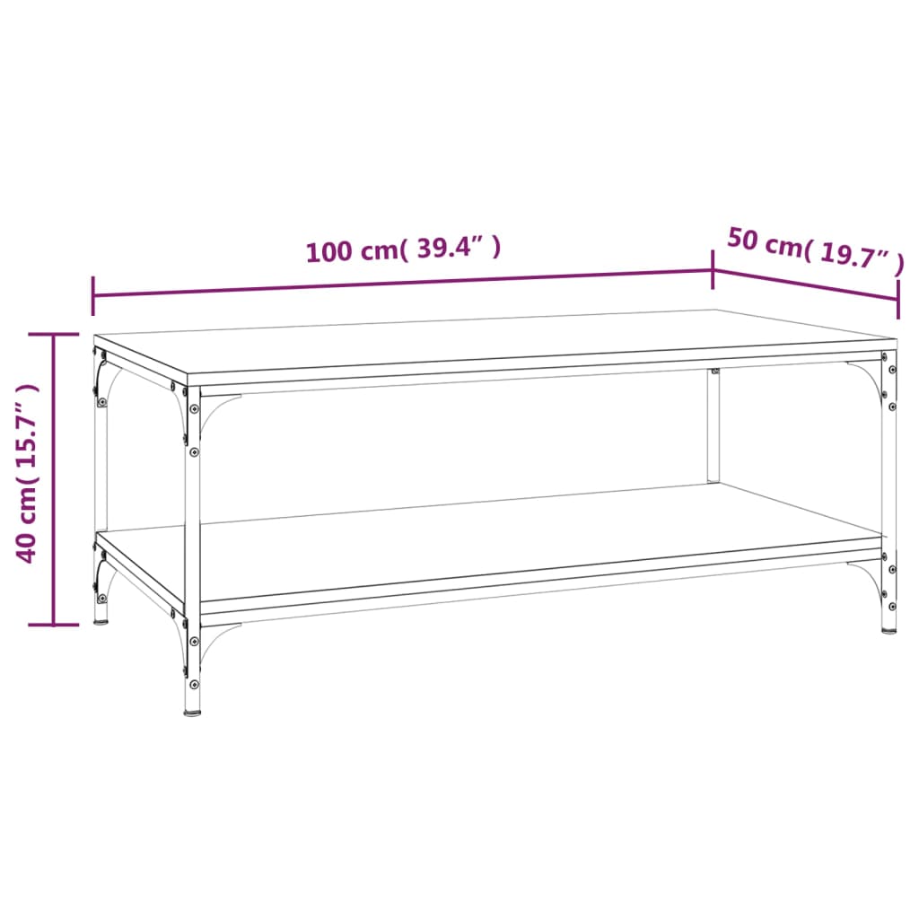 Coffee Table Black 100x50x40 cm Engineered Wood