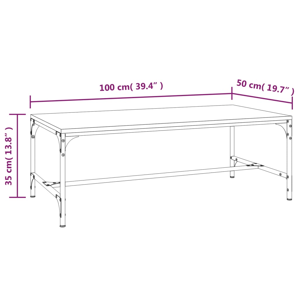 Coffee Table Brown Oak 100x50x35 cm Engineered Wood