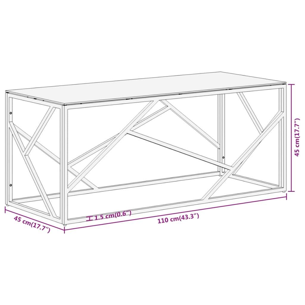 Coffee Table Gold Stainless Steel and Tempered Glass