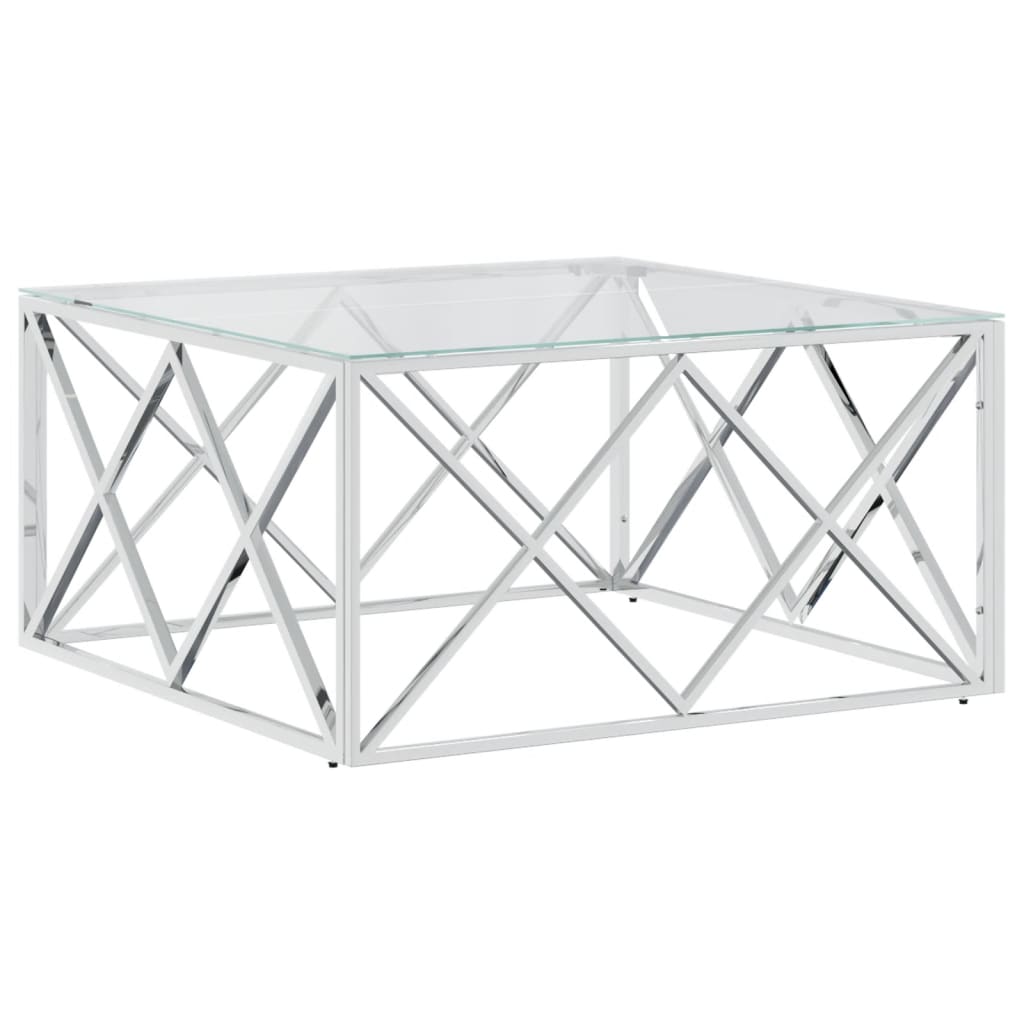 Coffee Table 80x80x40 cm Stainless Steel and Glass