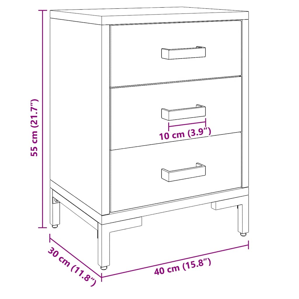 Bedside Cabinet Brown 40x30x55 cm Solid Pinewood